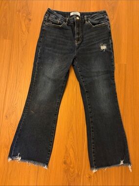 Mica raw-hem dark wash women's jeans 31